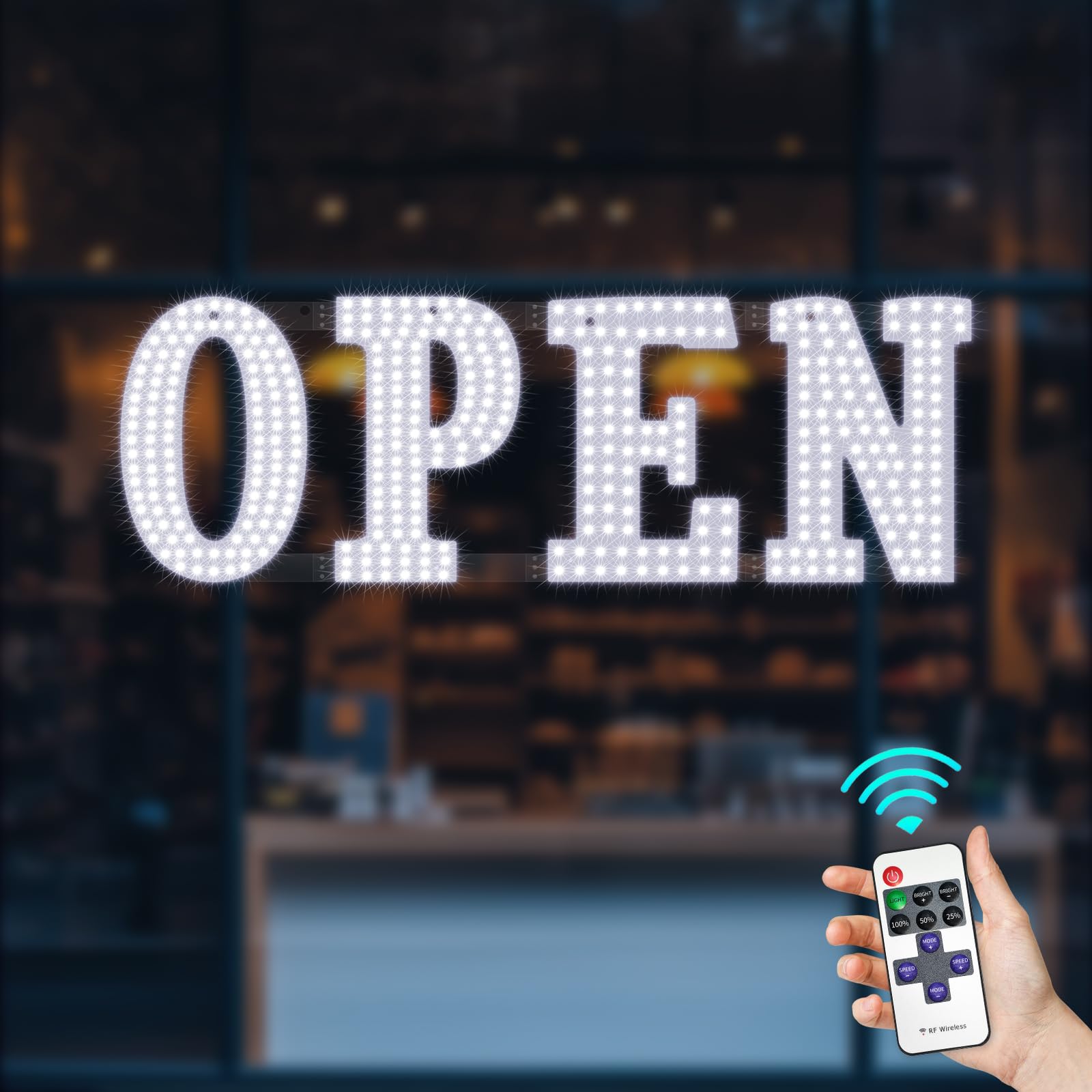 40"L x 14"W Large LED Open Sign with Remote